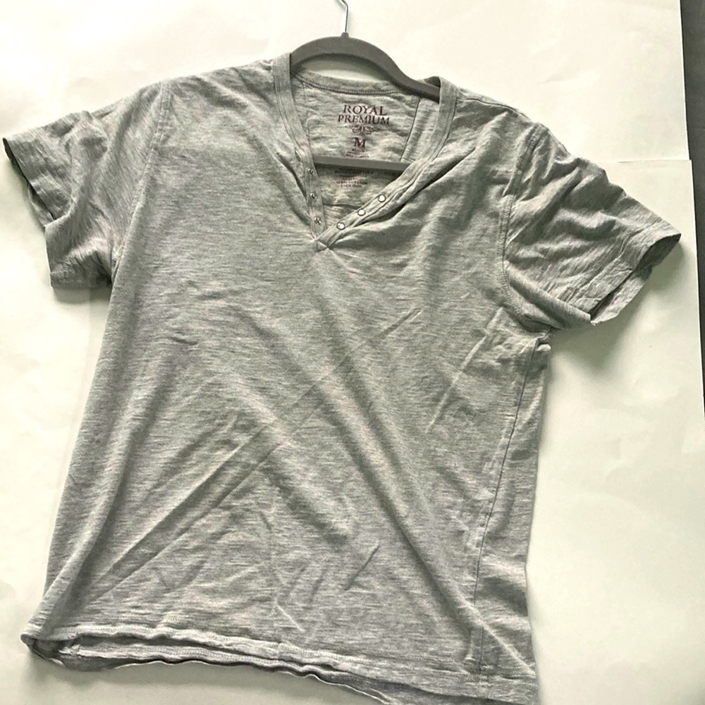 Royal Premium Buttoned Gray T-shirt (Medium)